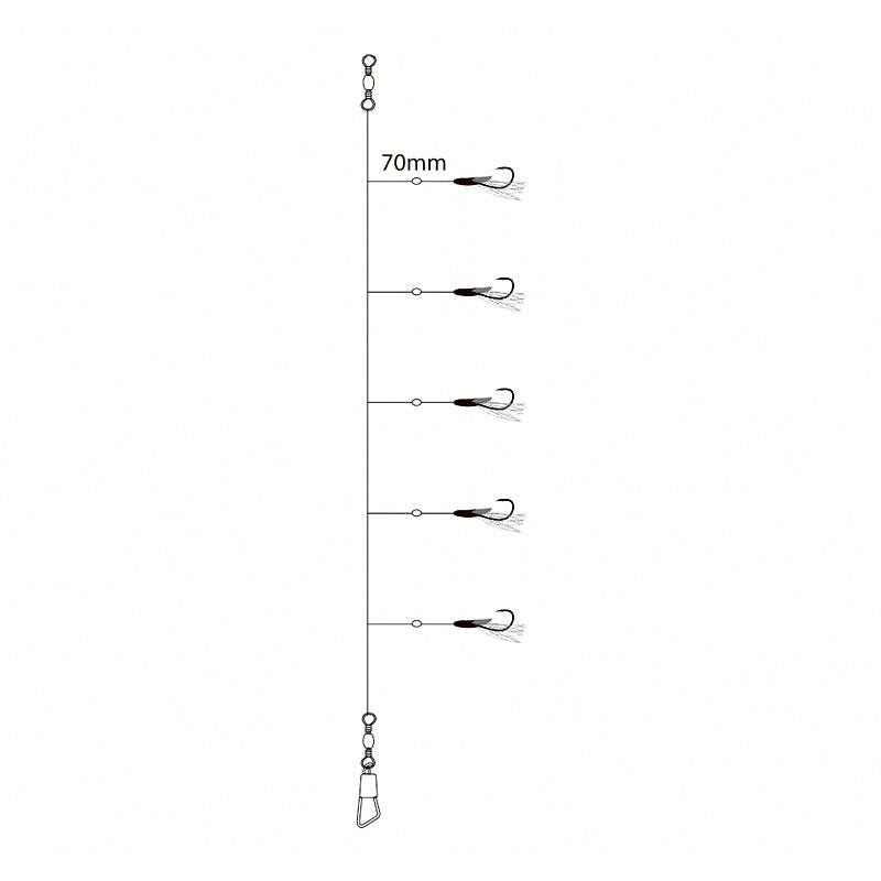 Sabiki Bait Rig, Fish Skin & Glow Shrimp Lure, Sizes 14-18