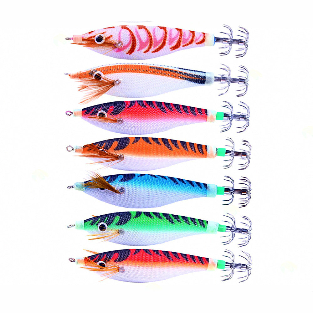 Wood Shrimp Squid Jig, 10 cm (3.9 in), 9.6 g (0.34 oz)