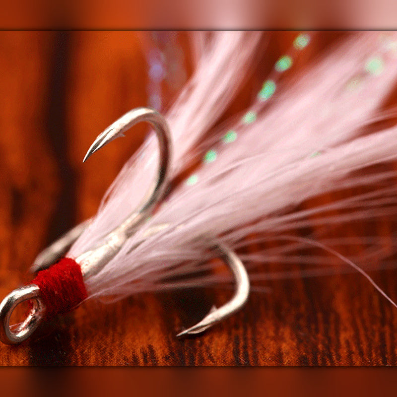 Barbed Treble Hooks, Size #2–#10, Plain or Feathered