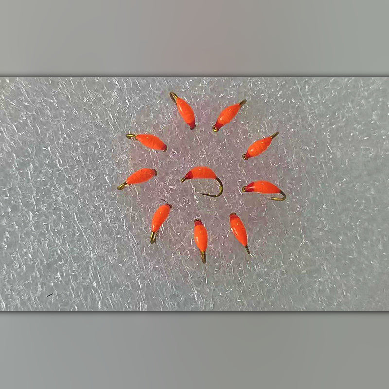 Orange Nymph Fly Set, Barbed Hook, Size 10–20