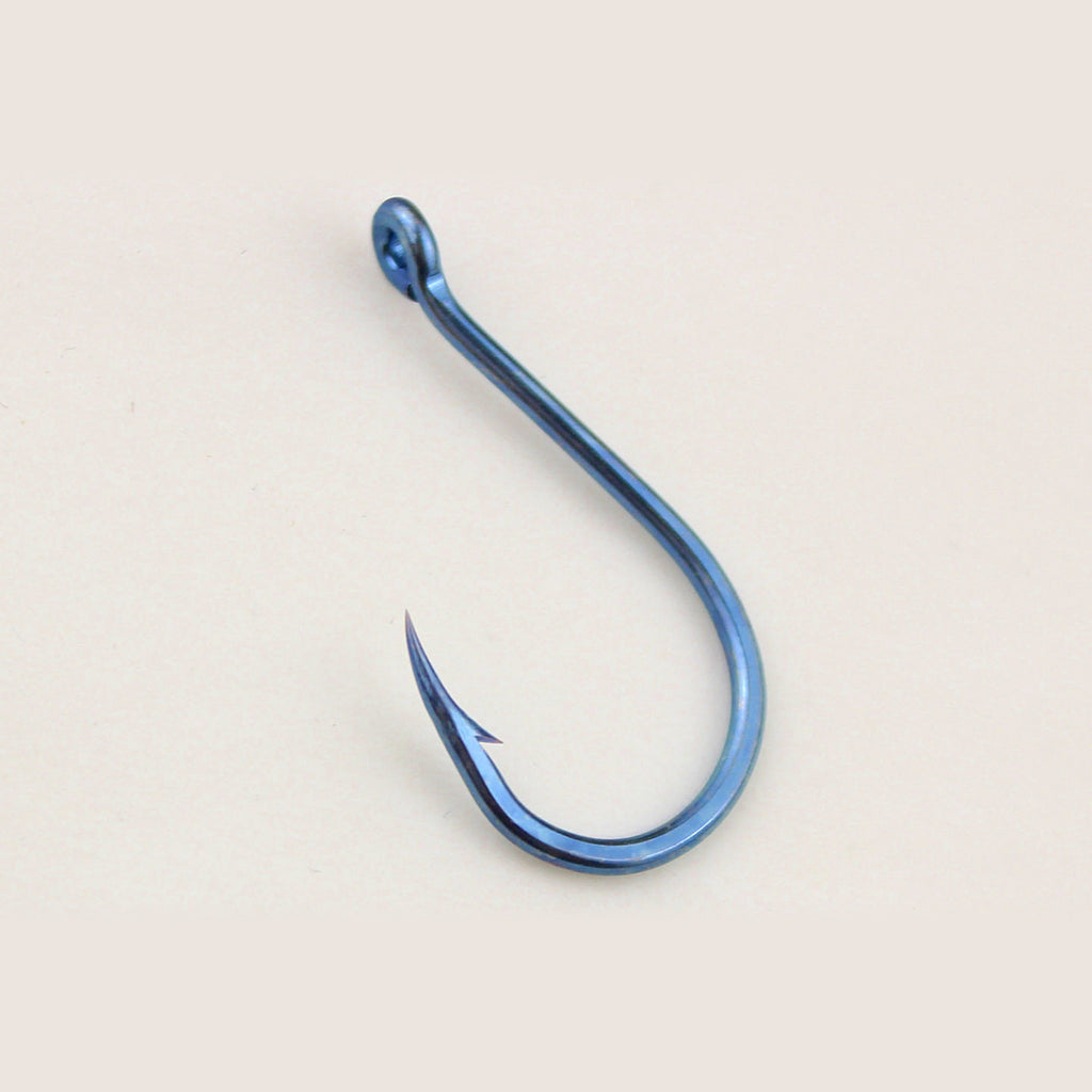 Blue Offset Barbed Eyed Hooks, Bulk Pack, Sizes 1–16