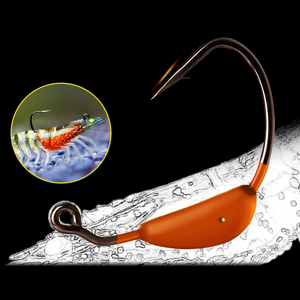 Weighted Glow Shrimp Soft Bait, 3-Pack, 6.3–11 cm (2.5–4.3 in)