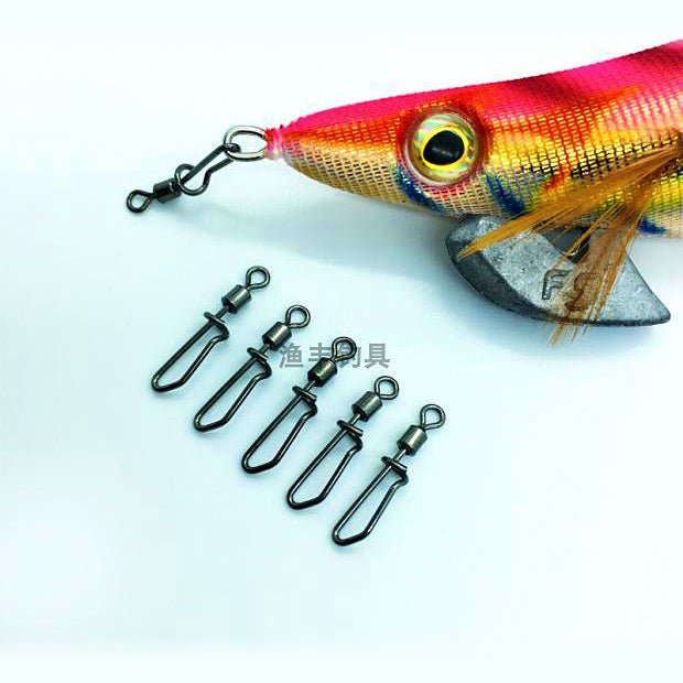 Black Safety Pin Snap Swivels for Squid Jigs, 20-Pack