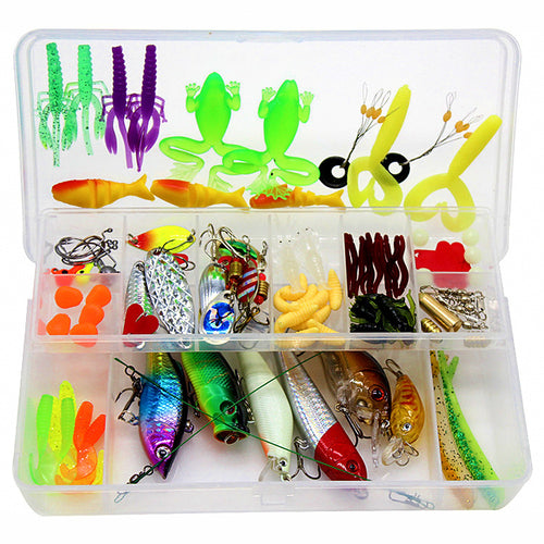101-Piece Lure Kit with Box, Minnows, VIB & Soft Baits