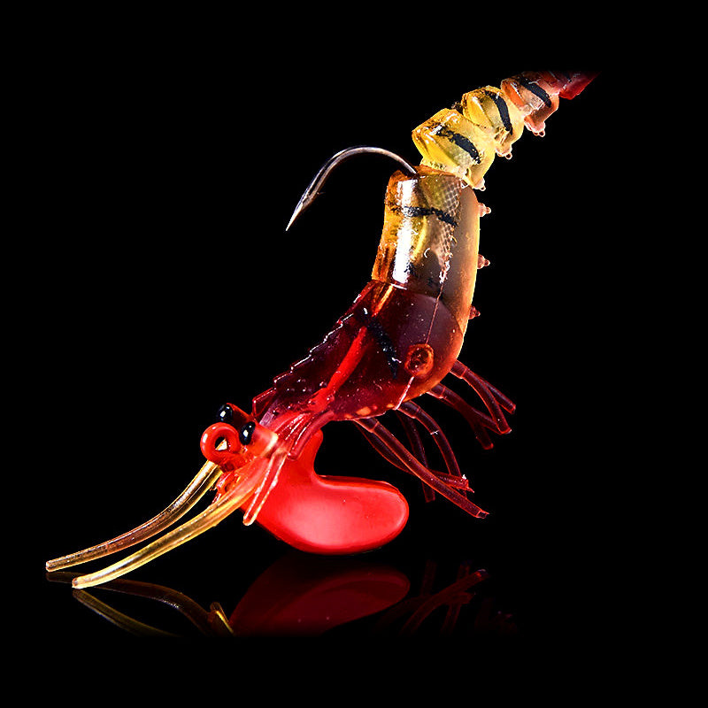 Segmented Soft Shrimp Lure with Hook, Glow & Color Options