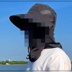 Men's Wide-Brim Fishing Sun Hat, Neck Flap & Face Mask