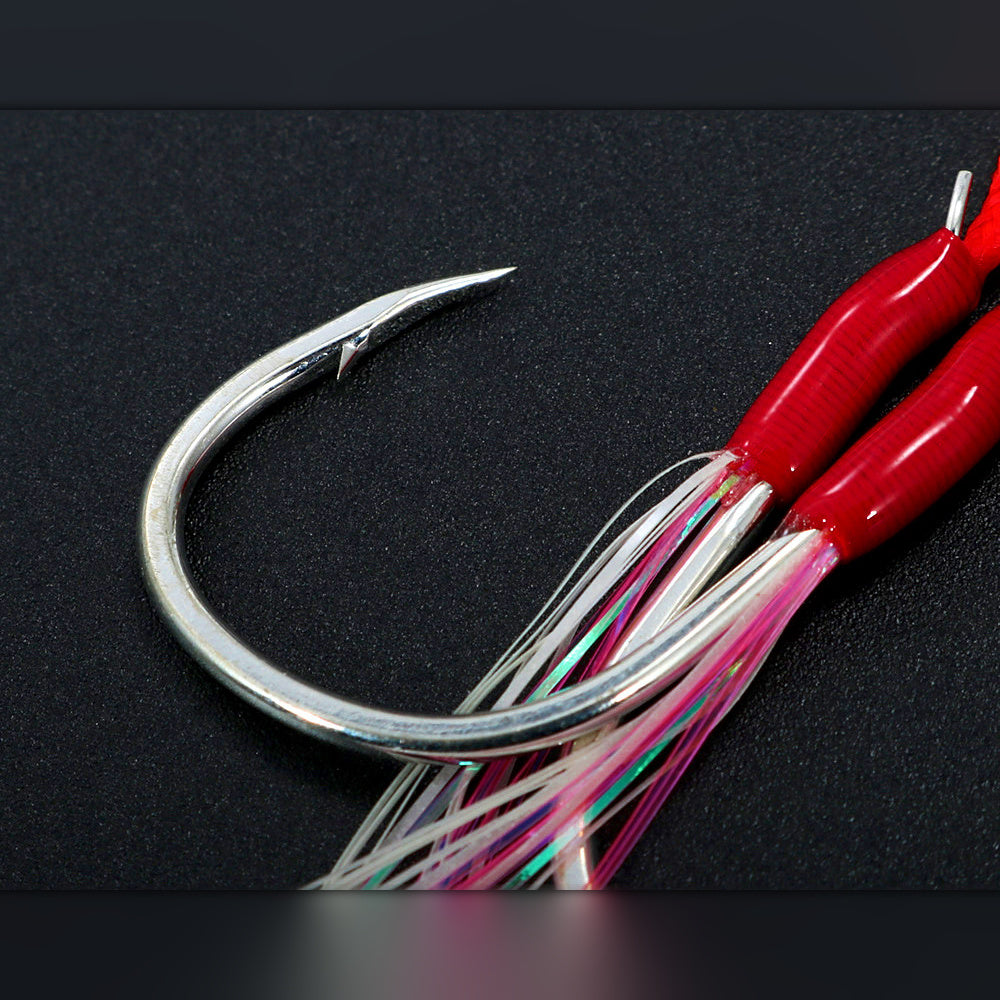 Barbed Double Jig Hooks, 2 Sets per Pack, #1 to 4/0