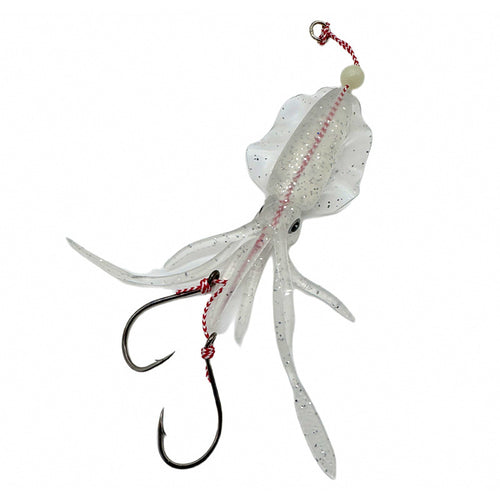 UV Glow Squid Jig Soft Bait, Double Hook, 10-15 cm (4-6 in)