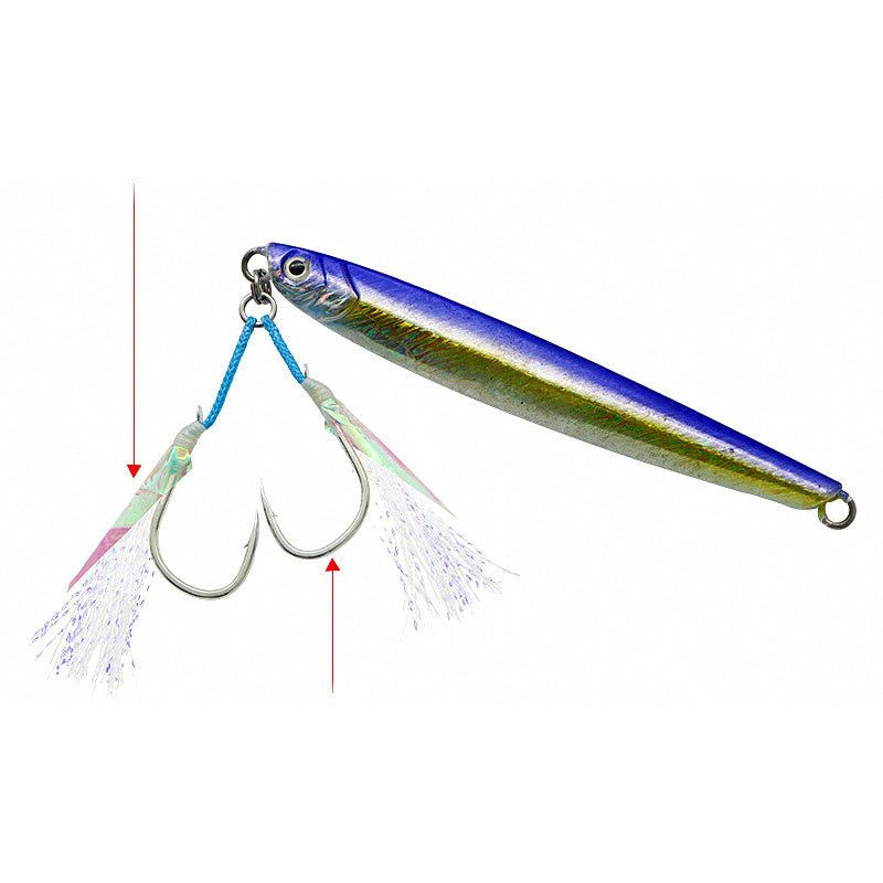 Double Assist Hooks for Slow Pitch Jigs, Fish Skin Glow
