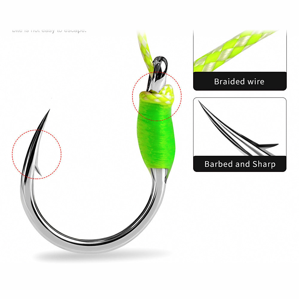 Jig Double Assist Hooks with Silicone Strands, 1/0–5/0