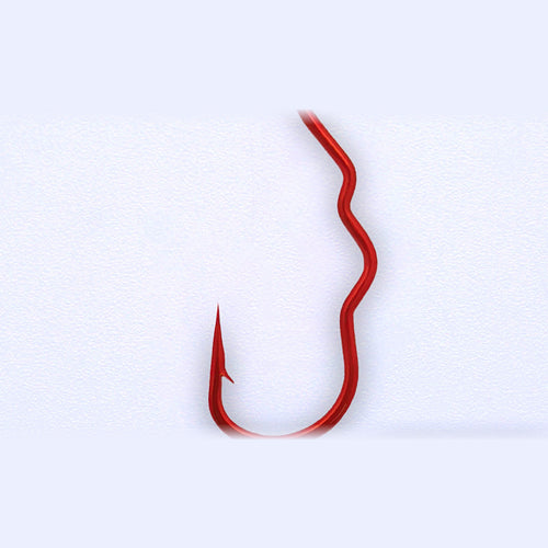Barbed Multi-Bend Flip Hooks, Sizes #1–#14, Black/Gold/Red