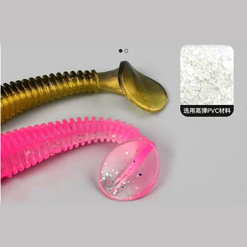 Spiral T-Tail Soft Bait, 35–65 mm (1.4–2.6 in), 20 pcs