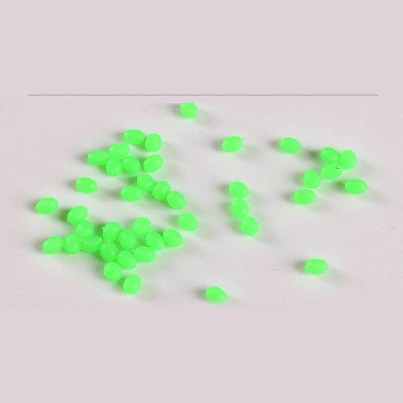 Glow Rubber Stopper Beads, Green, 50 pcs