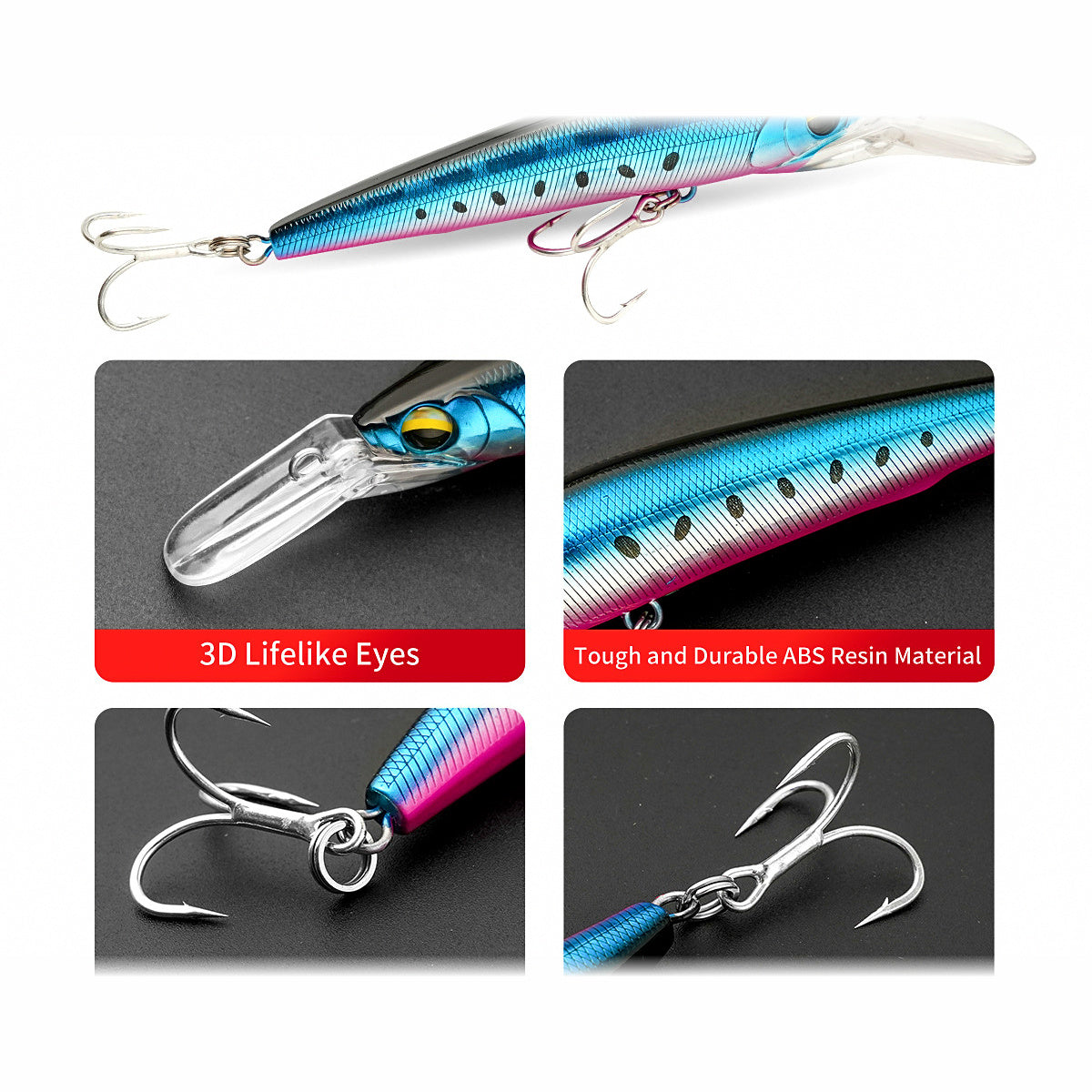 Slow Sinking Diving Minnow Trolling Lure, 14 cm, 31 g (1.1 oz)