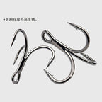 High-Carbon Steel 3X Treble Hooks, Barbed, Tin Plated