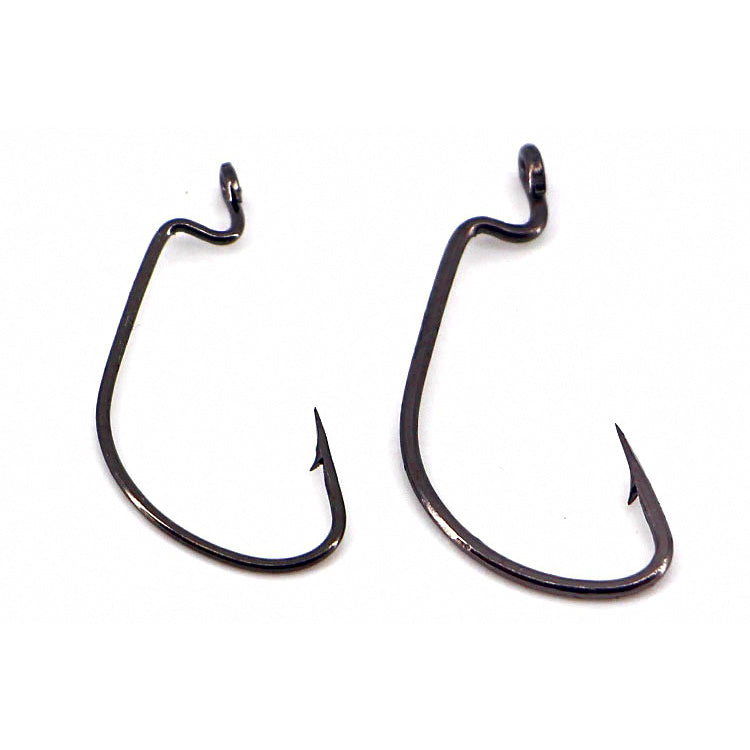 Offset Worm Hooks, Wide Gap, Barbed, Sizes 1 to 4/0