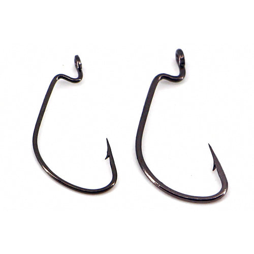 Offset Worm Hooks, Wide Gap, Barbed, Sizes 1 to 4/0