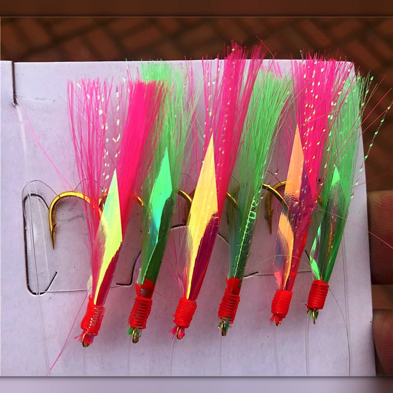 Gold Skin Sabiki Rig, Barbed Hooks, Sizes 8–24