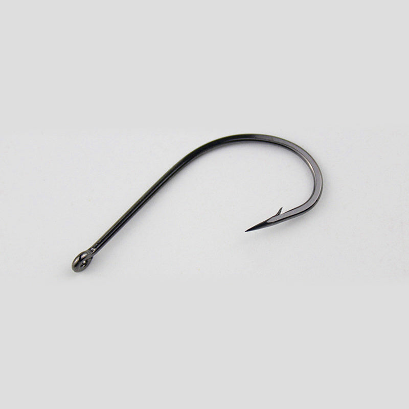 Black Ring Eye Long Shank Offset Hooks, Bulk Pack