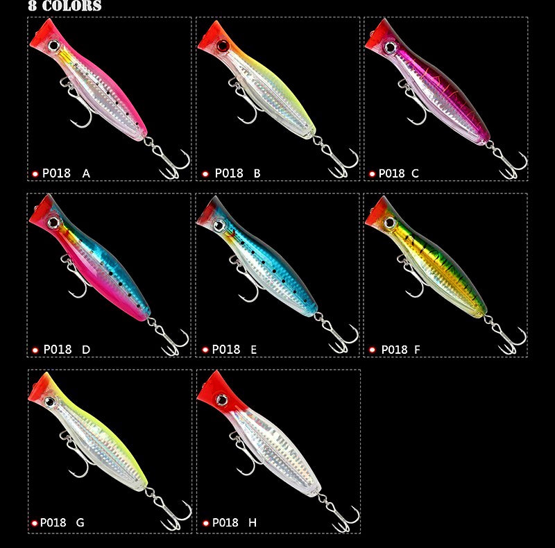 Popper Lure, 12 cm 43 g (1.5 oz), Reinforced Hooks – product photo
