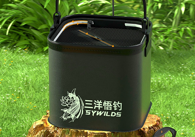 Folding Fishing Bucket with Water Rope, 5-13 L (1.3-3.4 gal) – product photo