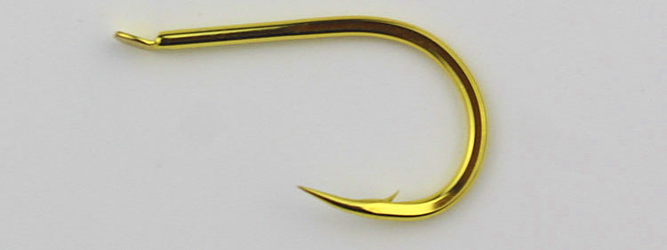 Gold Carbon Steel Barbed Hooks, Senmata Style, 50 Pack – product photo