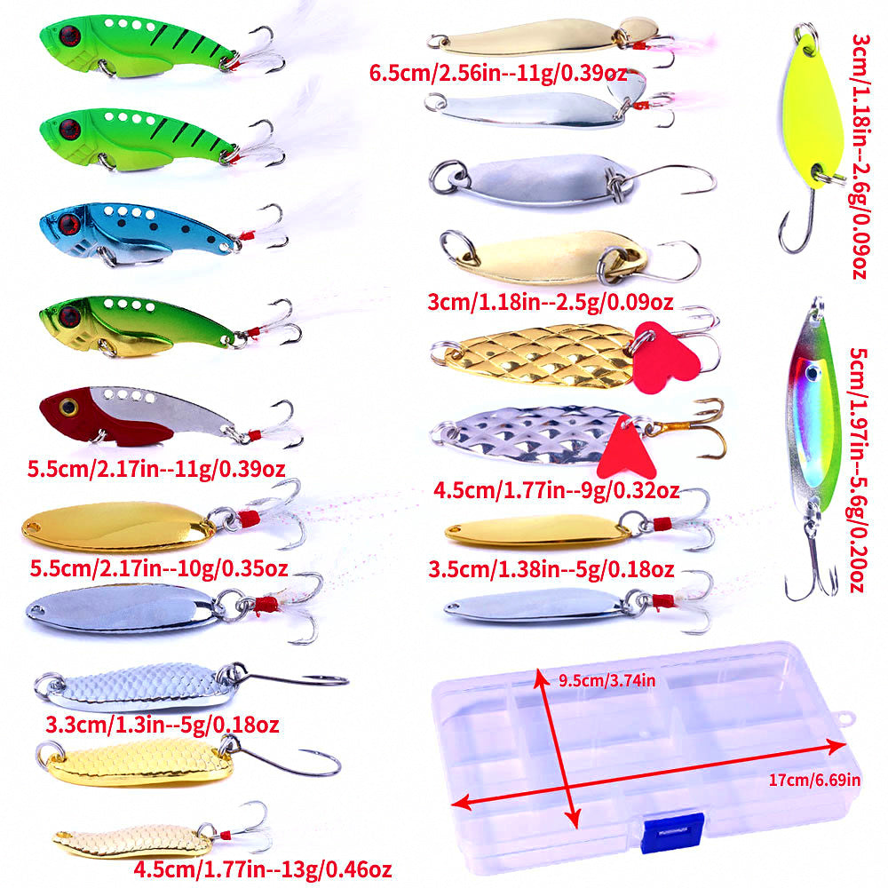 Lure Assortment Kit: Metal Jigs, VIB & Spoons, 209 g (7.4 oz) – product photo