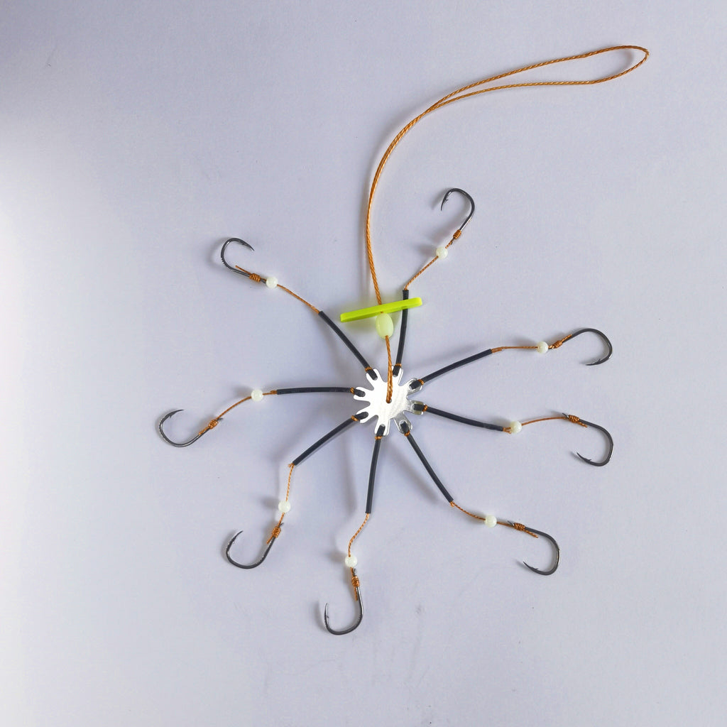 Hand-Tied 8-Hook Explosion Hook Rigs, Silver & Bighead Carp