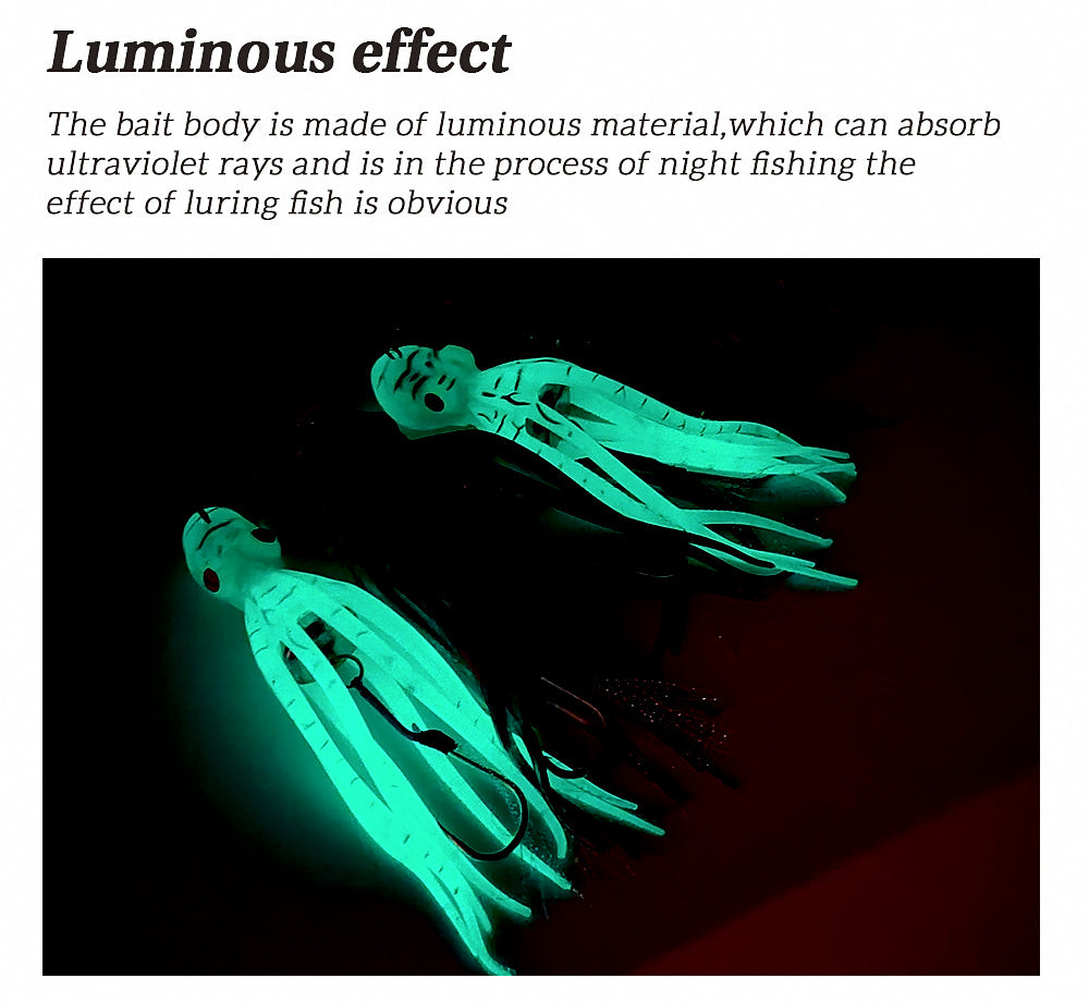 Glow Octopus Squid Jig, TPE Soft Bait, 60–300 g (2.1–10.6 oz) – product photo