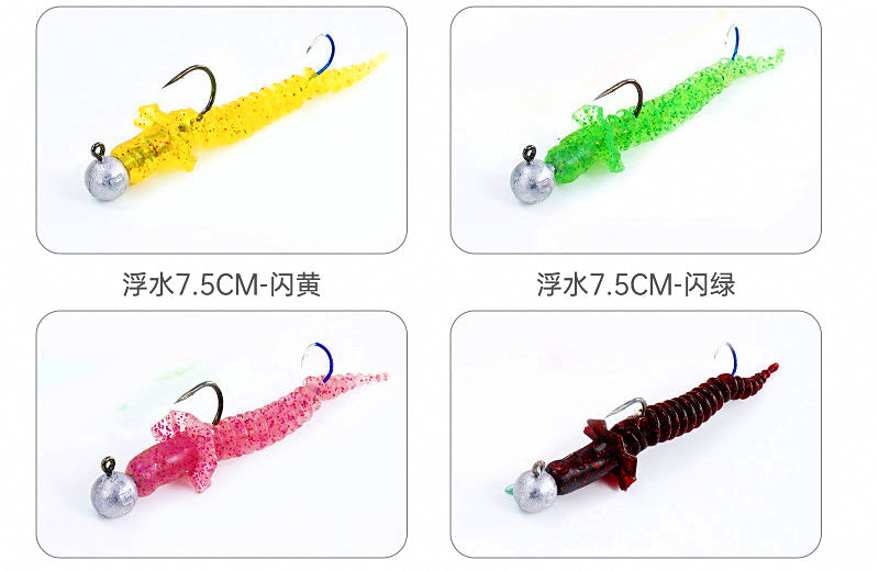 Spiral Tail Soft Worm with Jig Head & Trailer Hook, 7.5 cm – product photo