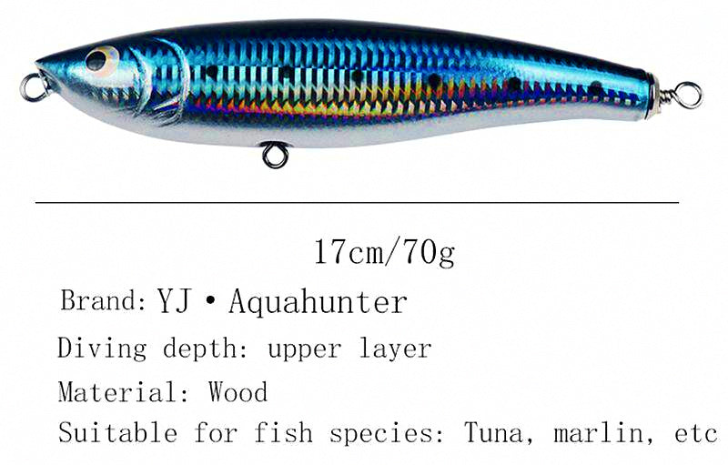 Wooden Floating Pencil Lure, 170 mm (6.7 in), 70 g (2.5 oz) – product photo