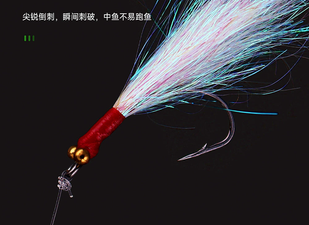 Ice Silk Shrimp Hook Rig, 3 or 5 Hooks, Optional Weights – product photo