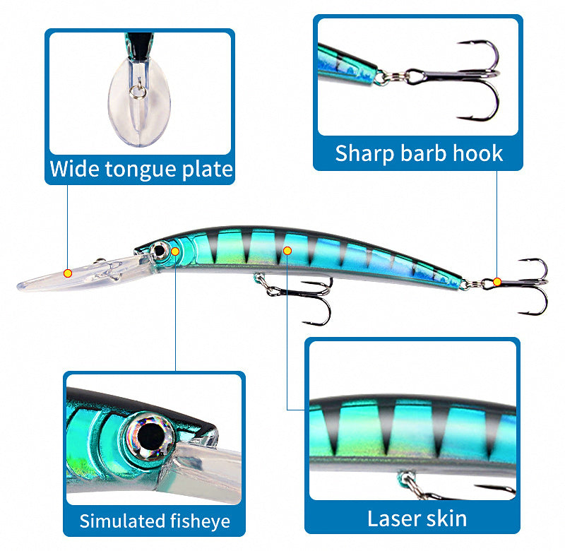 Long Lip Diving Minnow Lure, 15.3 cm (6 in) 16 g (0.56 oz) – product photo