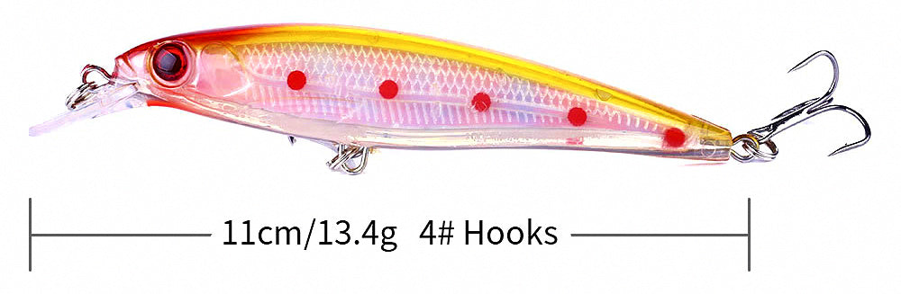 Floating Minnow Lure, 11 cm (4.3 in) 13.4 g (0.47 oz), 10-Color Set – product photo