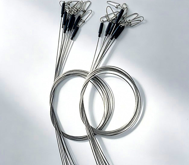 49-Strand 7x7 Wire Leader with Snap & Swivel, 20-80 cm – product photo