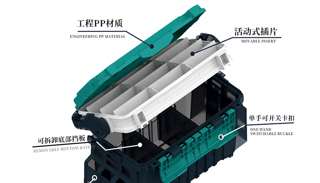 Plastic Tackle Box Seat with Rod Holder Options – product photo