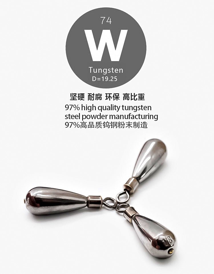 Tungsten Teardrop Sinkers for Free Rigs, 0.05–0.5 oz (1.3–14 g) – product photo