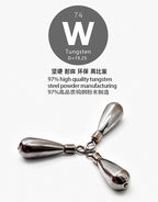 Tungsten Teardrop Sinkers for Free Rigs, 0.05–0.5 oz (1.3–14 g) – product photo