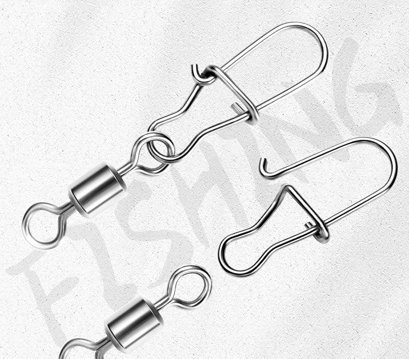 Reinforced Safety Pin Snap Swivels, Sizes 2–14, 50/100 Pack – product photo