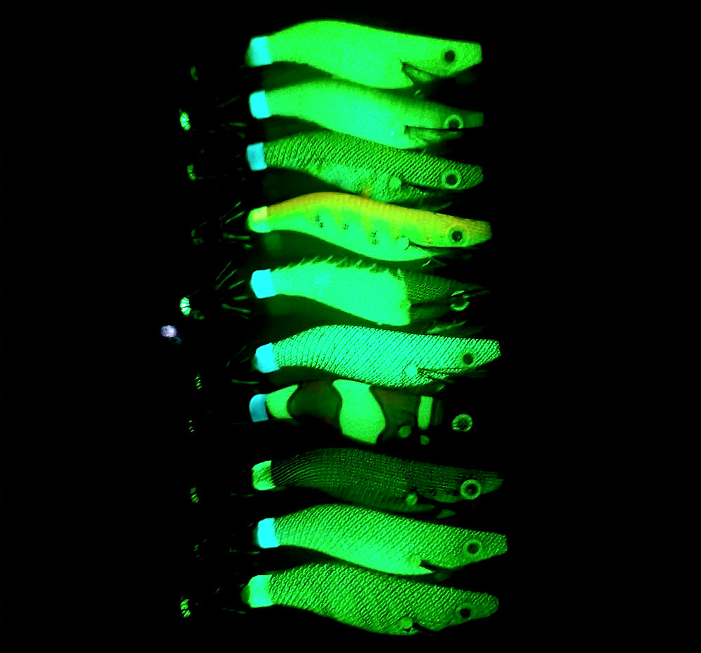 Glow Mini Wood Shrimp Squid Jig, 10-Pack, 1.5/1.8/2.2 Size – product photo