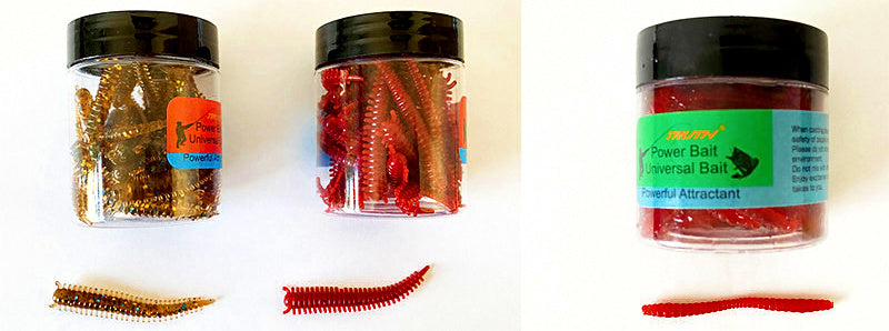 Soft Plastic Sandworm, Earthworm & Curly Tail Lures + 6 Hooks – product photo