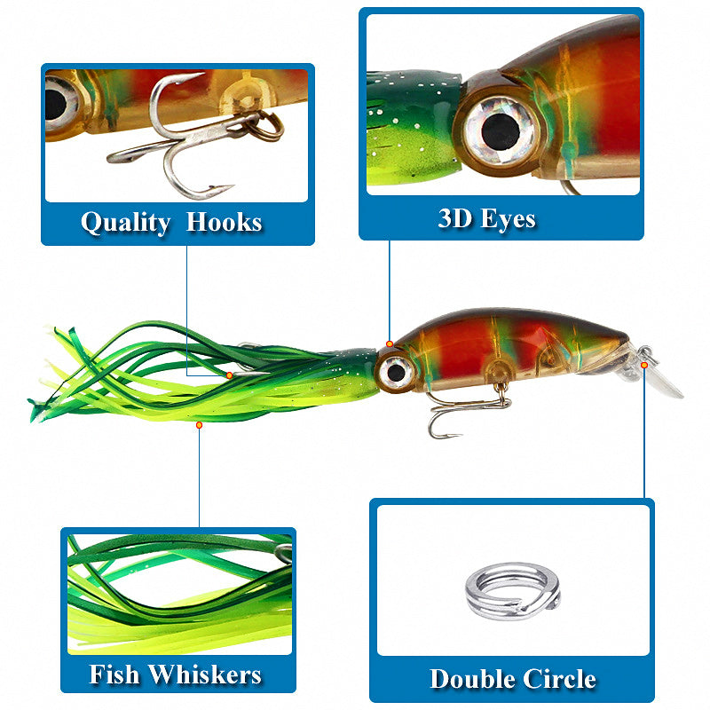 Minnow-Style Squid Lure with Tentacles, 18 cm / 17.6 g (0.62 oz) – product photo