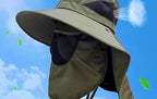 Wide Brim Sun Fishing Hat with Neck Flap, Polyester – product photo