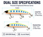Sinking Minnow Lure, 16.5 g and 28 g (0.58 oz / 1 oz) – product photo
