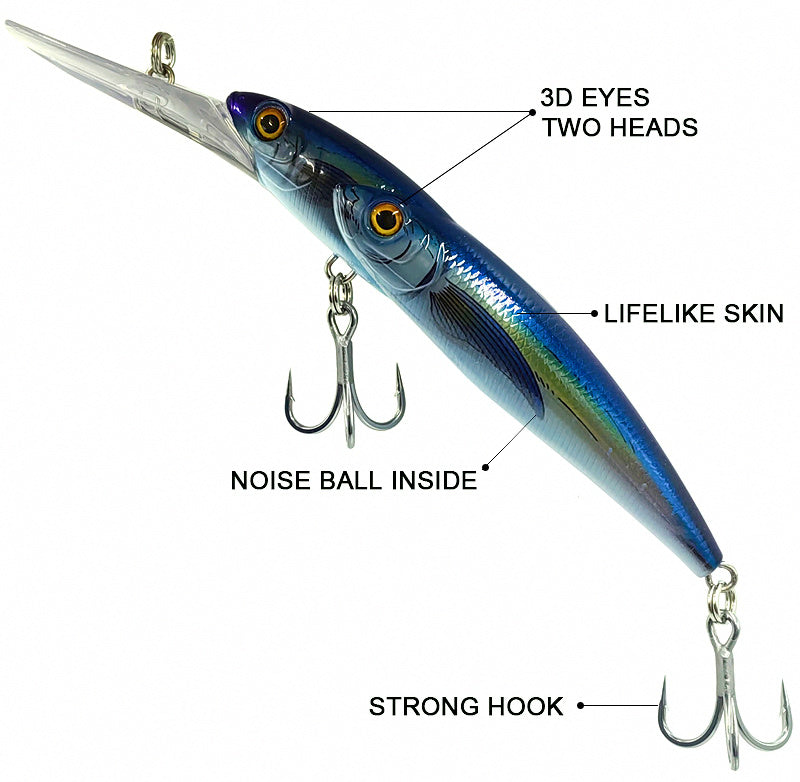 Floating Double-Head Topwater Lure, 24 cm (9.4 in) 83 g – product photo