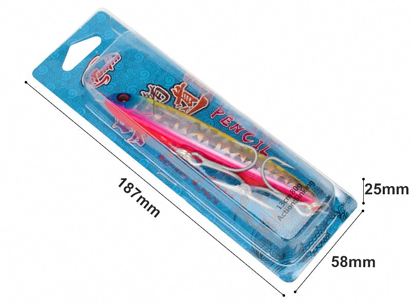 Sinking Pencil Lure, 130 mm (5.1 in) 80 g (2.8 oz), Treble Hooks – product photo