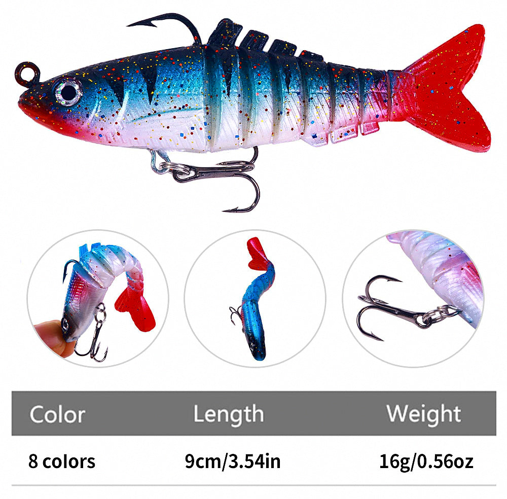 Jointed Lead Head Soft Swimbait, 9 cm 15 g (0.5 oz) – product photo