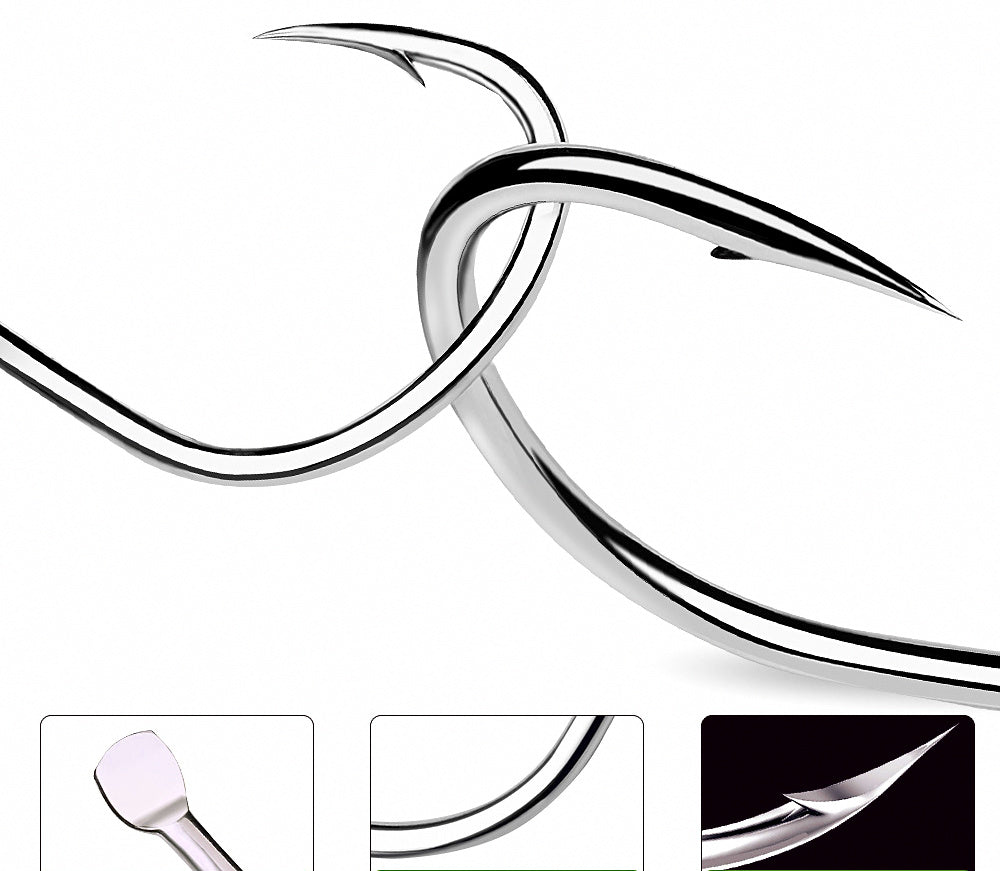 Carbon Steel Single Hooks, Sizes 1/0–5/0, 10 Pack – product photo