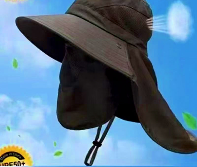 Sun Protection Fishing Bucket Hat with Neck Flap, Wide Brim – product photo