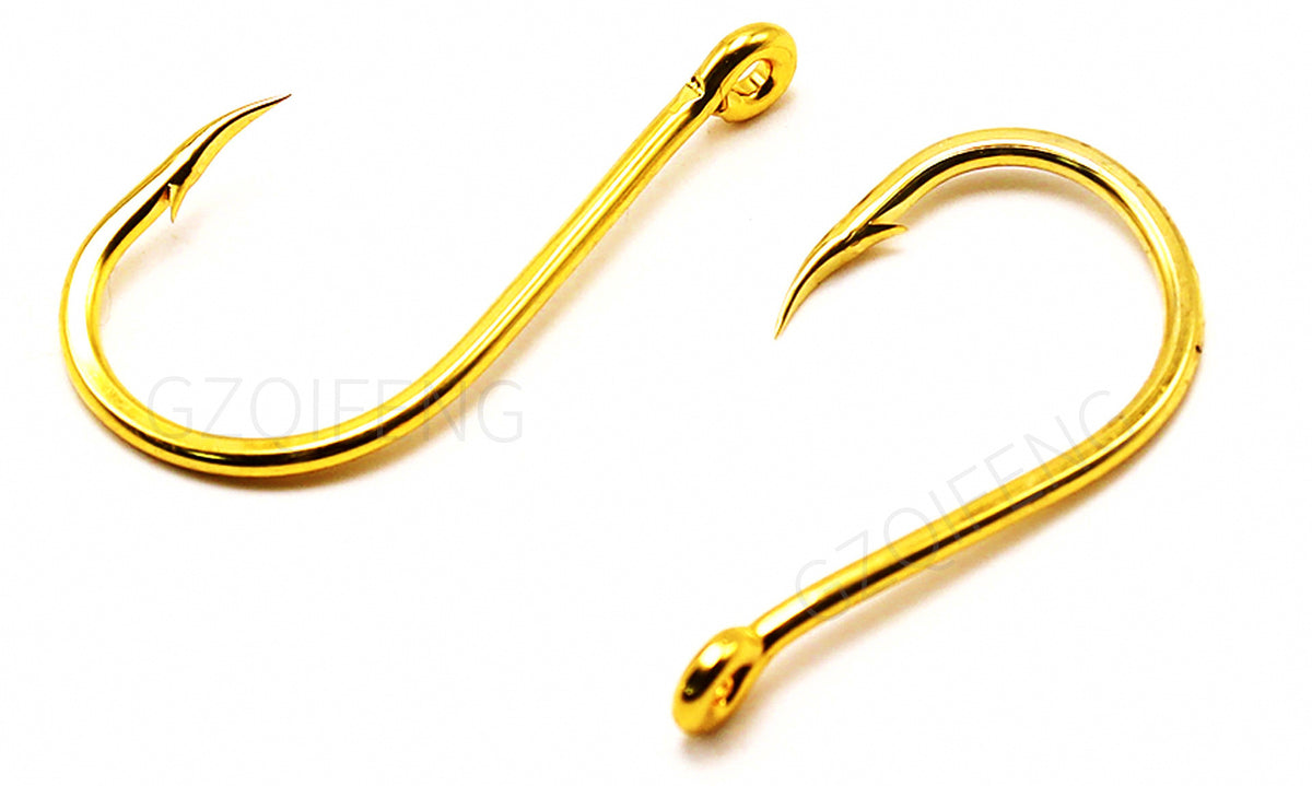 Gold Barbed Fishing Hooks, High-Carbon Steel, Sizes 0.8–15 – product photo